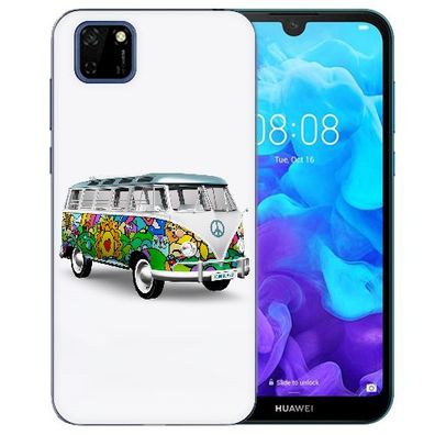 Silikon TPU Handy Schutz Hülle mit Fotodruck Hippie Bus für Huawei Y5P (2020)