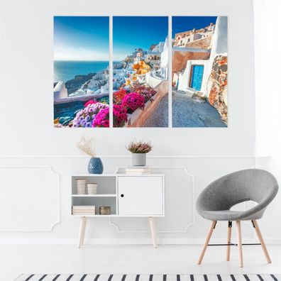 Leinwand Bilder SET 3-Teilig Santorini 3D-ARCHITEKTUR Wandbilder xxl 5769