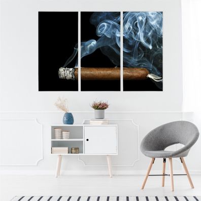 Leinwand Bilder SET 3-Teilig Kubanischer Zigarrenrauch 3D Wandbilder xxl 5894