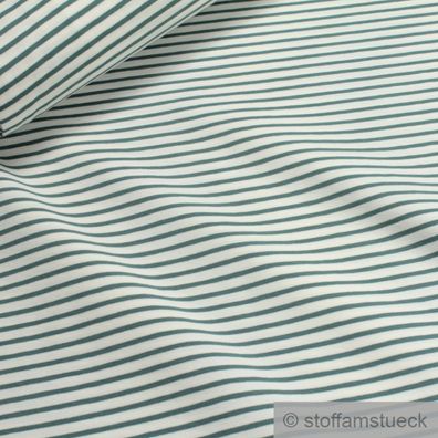 0,5 Meter Stoff Baumwolle Elastan Single Jersey Streifen off-white mint dehnbar