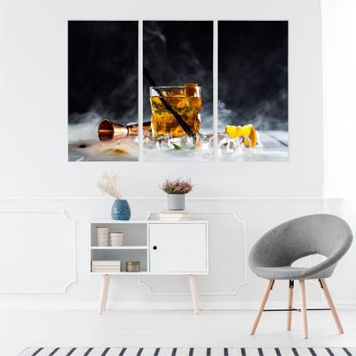 Leinwand Bilder SET 3-Teilig Cocktail Mit Ice Whiskey Wandbilder xxl 5909