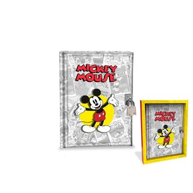 Disney Retro Mickey Mouse Tagebuch mit Schloss 80 Blätter Secret Diary