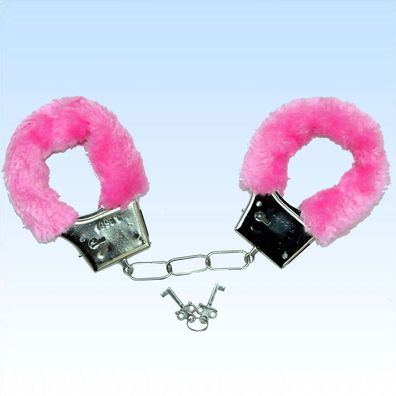 Handschellen mit Plüsch Pink Schlüssel Handschelle Plüschhandschellen Sextoy