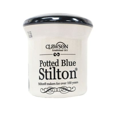 Käse Blue Stilton im Tontopf