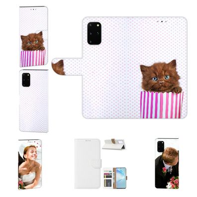 Handy Schutz Hülle Etui für Samsung Galaxy Note 20 mit Fotodruck Kätzchen Braun
