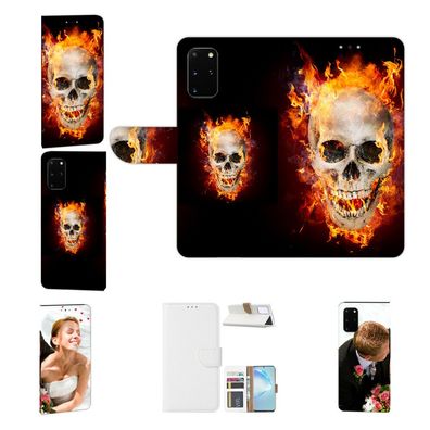 Handy Hülle Cover mit Bilddruck Totenschädel Feuer für Samsung Galaxy Note 20