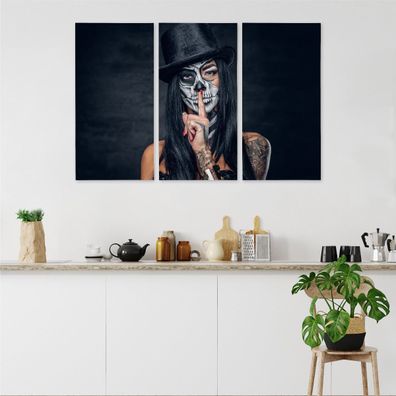 Leinwand Bilder SET 3-Teilig FRAU Halloween-Make-up Wandbilder xxl 6132