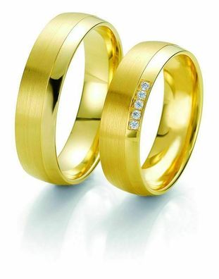 Trauringe Breuning Rainbow Collection 6225/6226 in 585 Gold gelb 14 kt