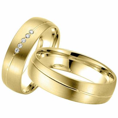 Trauringe Rauschmayer 06294 in 585/ - Gelbgold mit Brillant 0.05 ct. w/ si