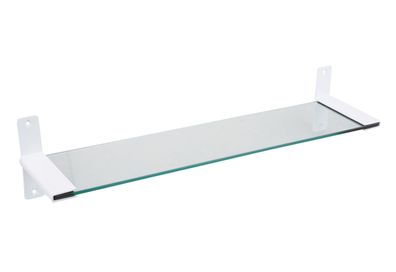 Badablage mit 50 cm Glasplatte - Halter Weiß Matt - Glasregal Glasablage Wand