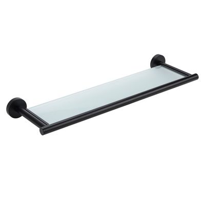 Badablage ohne Bohren Schwarz Matt mit Glasplatte Edelstahl Rahmen Glasregal Bad