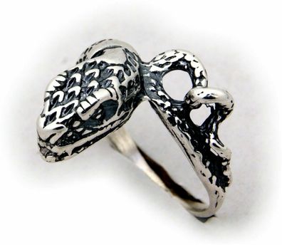 Neu Ring Schlange groß echt Silber 925 Sterlingsilber schwere Qualität Kobra Top