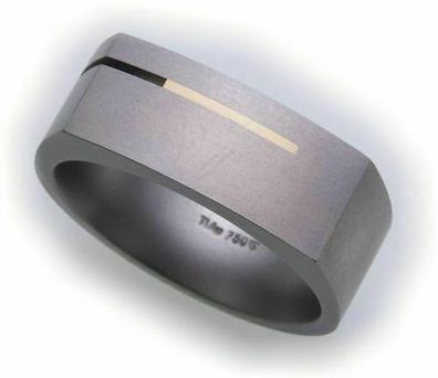 Herrenring Ring in Titan mit Gold 750/ - mattiert Qualität made in Germany