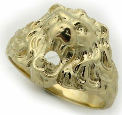 Herren Ring echt Gold 750 Löwe Löwenkopf Gelbgold 18 karat massiv Qualität Damen