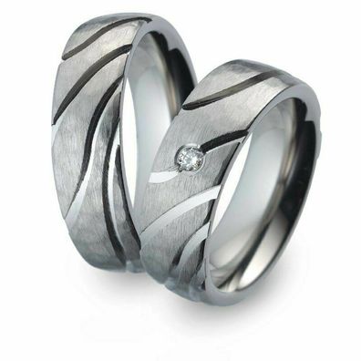 Titanfactory Titan Trauringe TF96 mit 1 Brillanten ges. 0.05 ct. w/ si Diamant