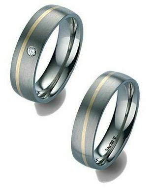 Titanfactory Titan Trauringe TF42 mit Brillant 0.03 ct. Diamant Qualität