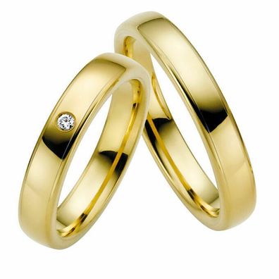 Trauringe Rauschmayer 81420 in 585/ - Gelbgold mit Brill 0.03 ct. w/ si