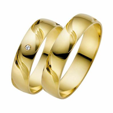 Trauringe Rauschmayer 03636 in 585/ - Gelbgold mit Brill 0.01 ct. w/ p2