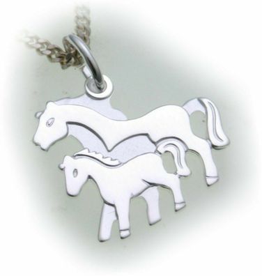 Anhänger Pferd echt Silber 925 Qualität Sterling Pferde Stute mit Fohlen neu