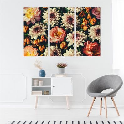 Leinwand Bilder SET 3-Teilig Bouquet Von Bunten Blumen 3D Wandbilder xxl 4264