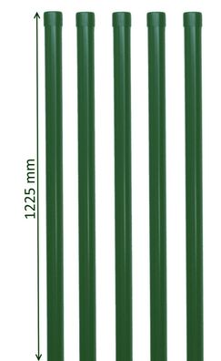 5 Zaunpfähle rund Metall grün Ø 34 mm f. 1m Zaun-Anlage Schweißgitterdraht 6005