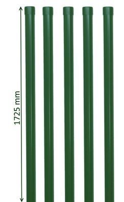 5 Zaunpfosten 1725 mm grün 6005 Zaunpfahl Pfosten 34mm Metall-zaun Schweißgitter
