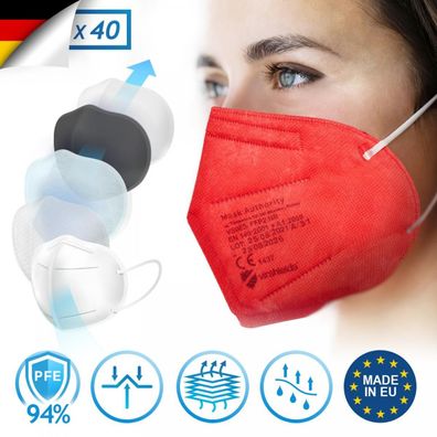 Virshields® FFP2 Schutz Maske Atemschutz Mundschutz Atemschutzmaske Rot