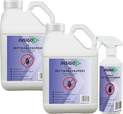 INSIGO 2x5L + 500ml Bettwanzenspray Bettwanzenmittel Bettwanzenschutz gegen Wanzen