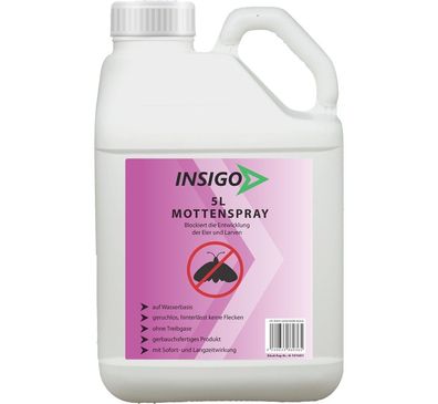 INSIGO 5L Mottenspray Mottenschutz-Mittel gegen Kleidermotten Lebensmittelmotten frei
