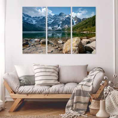 Leinwand Bilder SET 3-Teilig SEE Tatra-Gebirge 3D Landschaft Wandbilder xxl 4470