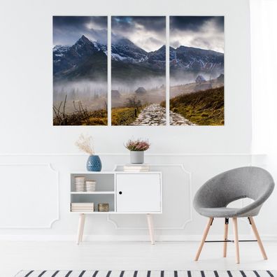 Leinwand Bilder SET 3-Teilig Landschaft Berge im Nebel 3D Wandbilder xxl 4475