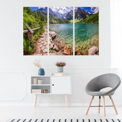 Leinwand Bilder SET 3-Teilig WEG ueber Lake Mountains 3D Wandbilder xxl 4495