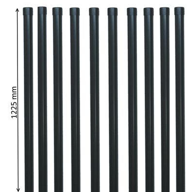 10 Zaunpfähle rund Metall Ø 34 mm f. 1m Zaun-Anlage Schweiß-gitter-draht in grau