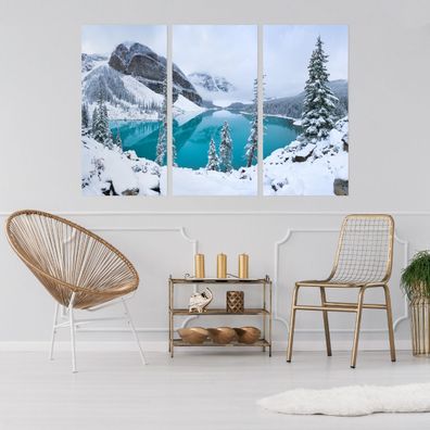 Leinwand Bilder SET 3-Teilig Winter Bergland 3D Wandbilder xxl 4555
