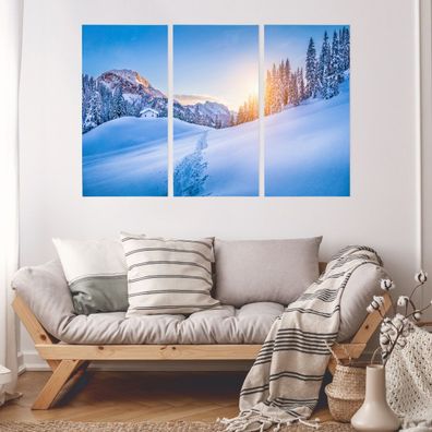 Leinwand Bilder SET 3-Teilig Winter Alpen Berglandschaft 3D Wandbilder xxl 4560