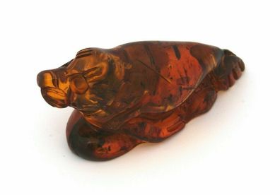 Neu Figur echt Natur Bernstein Seehund cognacfarben gelb Qualität Seelöwe Neu