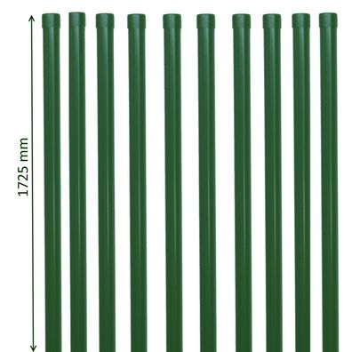 10 Zaunpfosten 1725 mm Zaunpfahl grün Pfosten 34mm für Metallzaun Schweißgitter