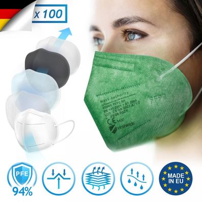 Virshields® FFP2 Schutz Maske Atemschutz Mundschutz Atemschutzmaske Grün
