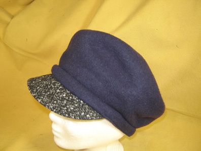 Walkmütze stylishe Schirmmütze blau Wolle warme Wintermütze Ballonmütze W2