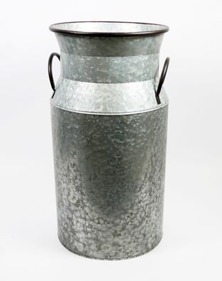 Deko Milchkanne mit Griffen Pflanzgefäß grau Metall H 60 x Ø 31.5 cm