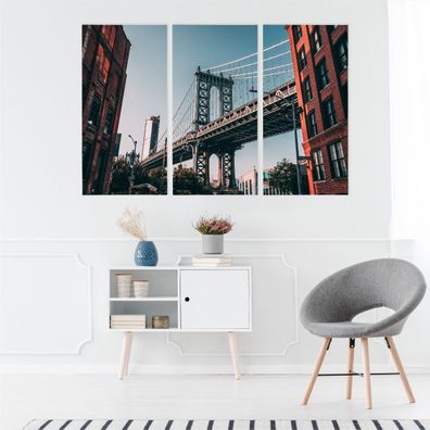 Leinwand Bilder SET 3-Teilig NEW YORK Bruecken Architektur Wandbilder xxl 4828