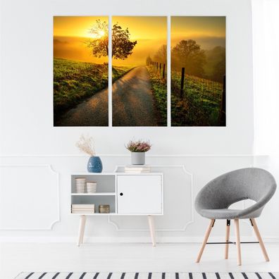 Leinwand Bilder SET 3-Teilig Landschaft Sonnenaufgang 3D Wandbilder xxl 4848