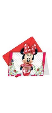 Disney einladungen mit Umschlag Minnie Mouse rot/ weiss 6 Stück