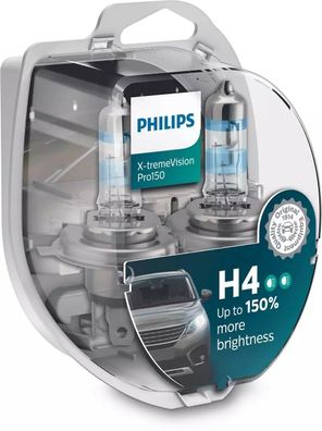 Philips H4 X-treme-Vision Pro 150% Glühbirnen Leuchtmittel, Birne weiß 55Watt