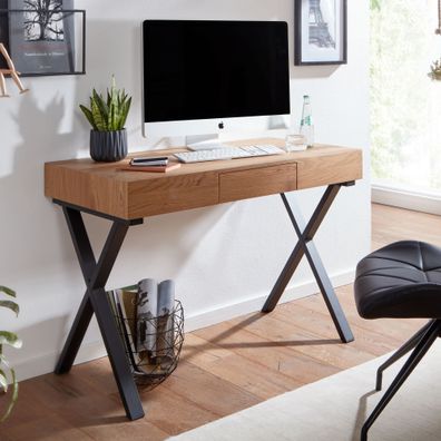 Wohnling Schreibtisch Eiche Schwarz 105x55x76 cm Bürotisch Computertisch Tisch