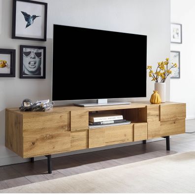 Wohnling TV Schrank 160x46x43 cm Lowboard Holz Fernsehkommode Fernsehschrank
