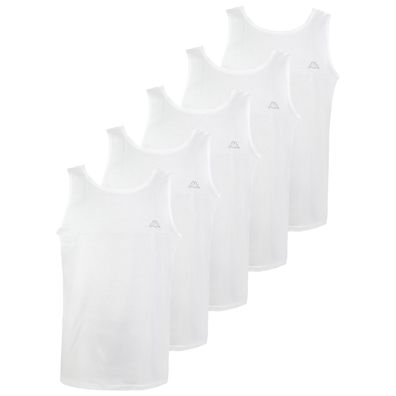 Kappa Herren Men Tank Top Größe S - 5er Set, Unterhemd für Männer Shirt 100% BW weiß