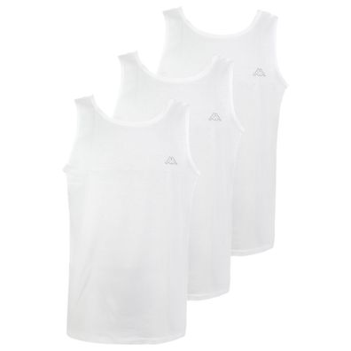 Kappa Herren Men Tank Top Größe S - 3er Set, Unterhemd für Männer Shirt 100% BW weiß