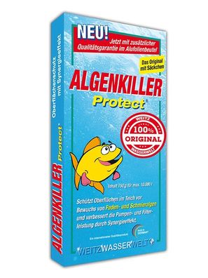 Algenkiller Protect® 150 g für 10.000 ltr | Fadenalgen Schmieralgen grünes Wasser kla