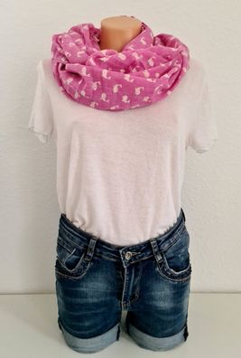 Blogger Loop Schal Halstuch Schlauchschal Baumwolle Viskose kleine Wale Pink